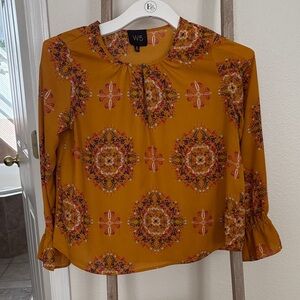 W5 Mustard Floral Pattern Blouse